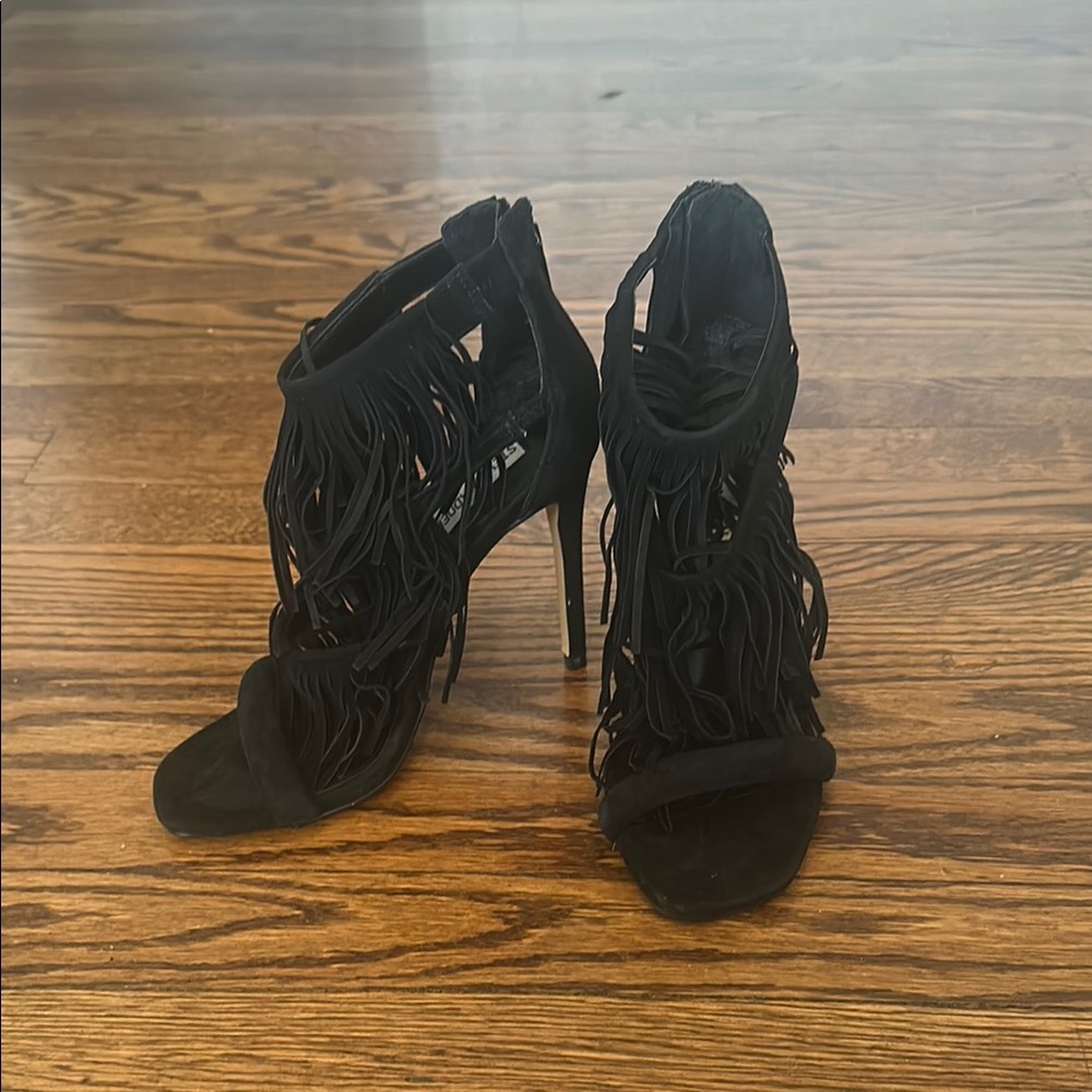 Stylish Black Fringe Women's Heels